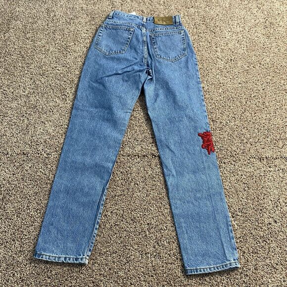Calvin Klein Jeans Blue Denim 100% Cotton Jeans Embroidered Floral Made In USA 2 - Picture 2 of 10